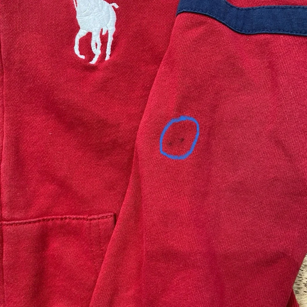 Polo by Ralph Lauren Boy’s Size 7‎ Red Full Zip Big Pony Hoodie Jacket